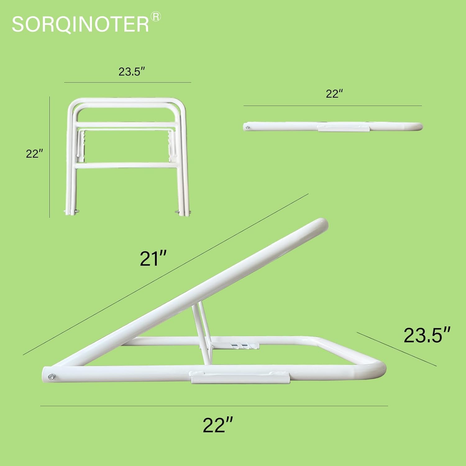 SORQINOTER Metal Mattress Wedge for Acid Reflux, Adjustable Height Bed Wedges Under Mattress, Helps with GERD, Heart Burns, Postoperative Recovery, Snoring, and Congestion - White/2Pack