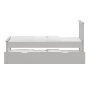 Gray Twin Trundle Bed, Heavy Duty Malibu Solid Wood Bed Frame with Twin Size Pull Out Toddler Trundle Bed for Kids