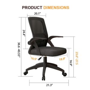 WXJHL Home Office Chair Ergonomic Desk Chair Breathable Mesh Chair High Back Desk Chair with Adjustable Height,Swivel Chair with Flip-Up Arms and Lumbar Support