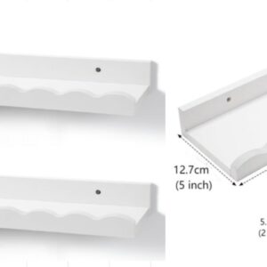 Generic Set of 2 - White Floating Shelves, Picture Ledge Shelf for Wall Decor and Storage - Perfect for Books, Photo Frames, Kitchen Spice Rack, Natural Wood, FT052024