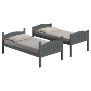 Grey Twin/Twin Bunk Bed with Arched Headboard