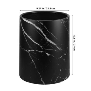 HOLIDYOYO Marble Trash Can Round 12L Garbage Bin Double Layer Waste Basket Container for Kitchen Bathroom Home Office Hotel Black, 27.00X23.50X23.50CM, E489HDP4206BQY13L2A4