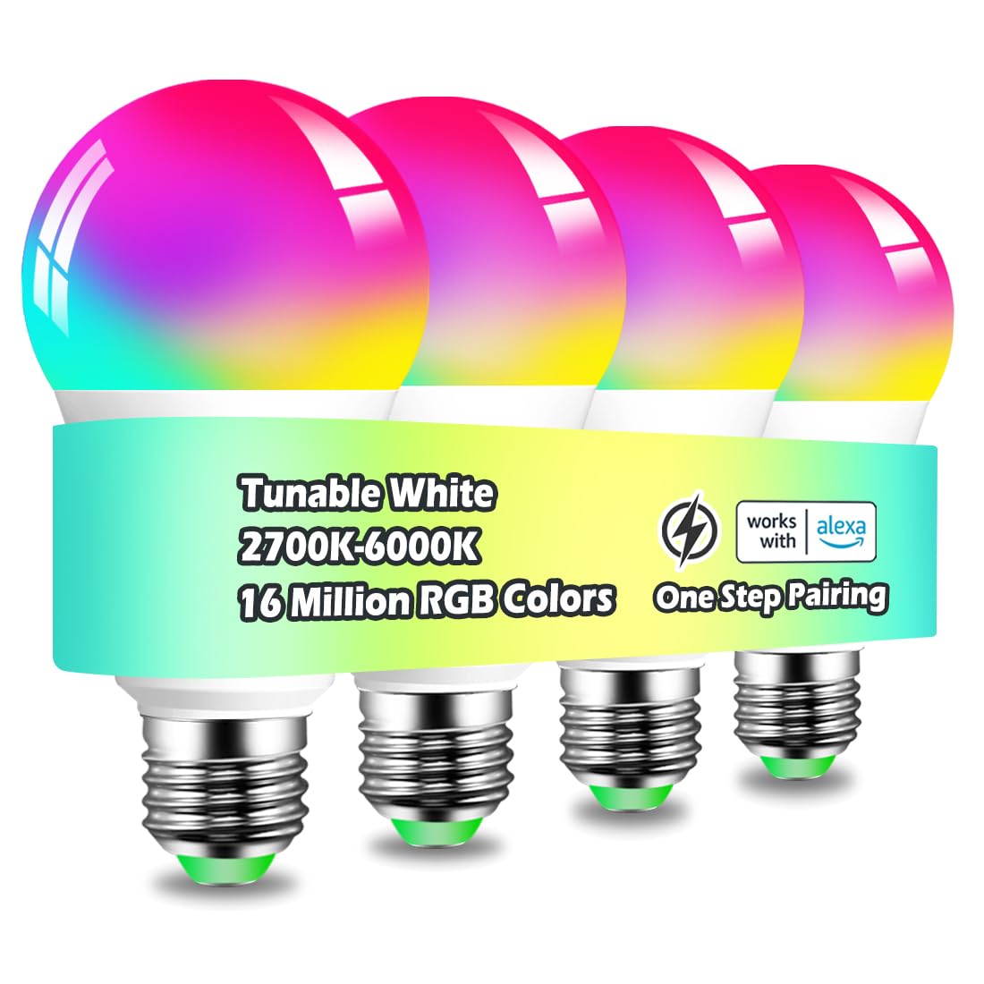 MELPO Smart Light Bulbs, 1300LM Color Changing Light Bulb, 16 Million Colors, Tunable White Alexa Light Bulbs, Music Sync, DIY Flash, Timing, A19 E26 Smart Bulbs, 130W Equivalent, No WiFi Required.