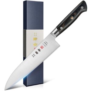 kanngou japanese chef knife, 8 inch chef knife chef's knives, kitchen knife, gyuto knife 210mm, japanese alloy steel knife, gift for husband dad with premium gift box (black handle, 8.27 inches)