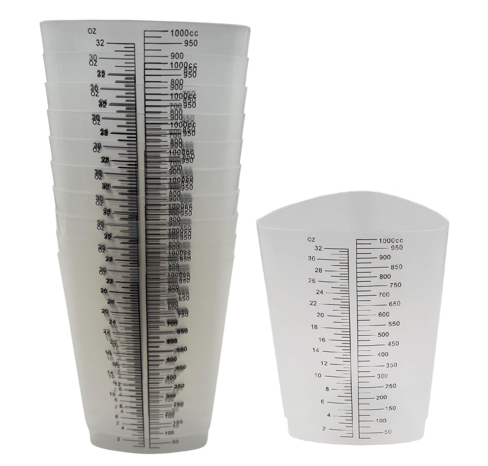 32 oz Graduated Plastic Triangular Container Three-Sided Beaker for Measuring and Mixing (Pack of 20)