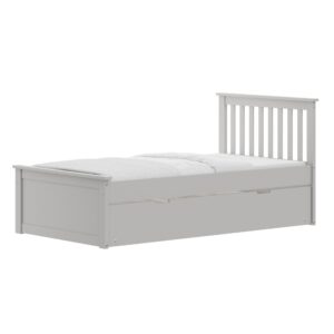 Gray Twin Trundle Bed, Heavy Duty Malibu Solid Wood Bed Frame with Twin Size Pull Out Toddler Trundle Bed for Kids