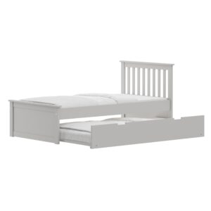 Gray Twin Trundle Bed, Heavy Duty Malibu Solid Wood Bed Frame with Twin Size Pull Out Toddler Trundle Bed for Kids