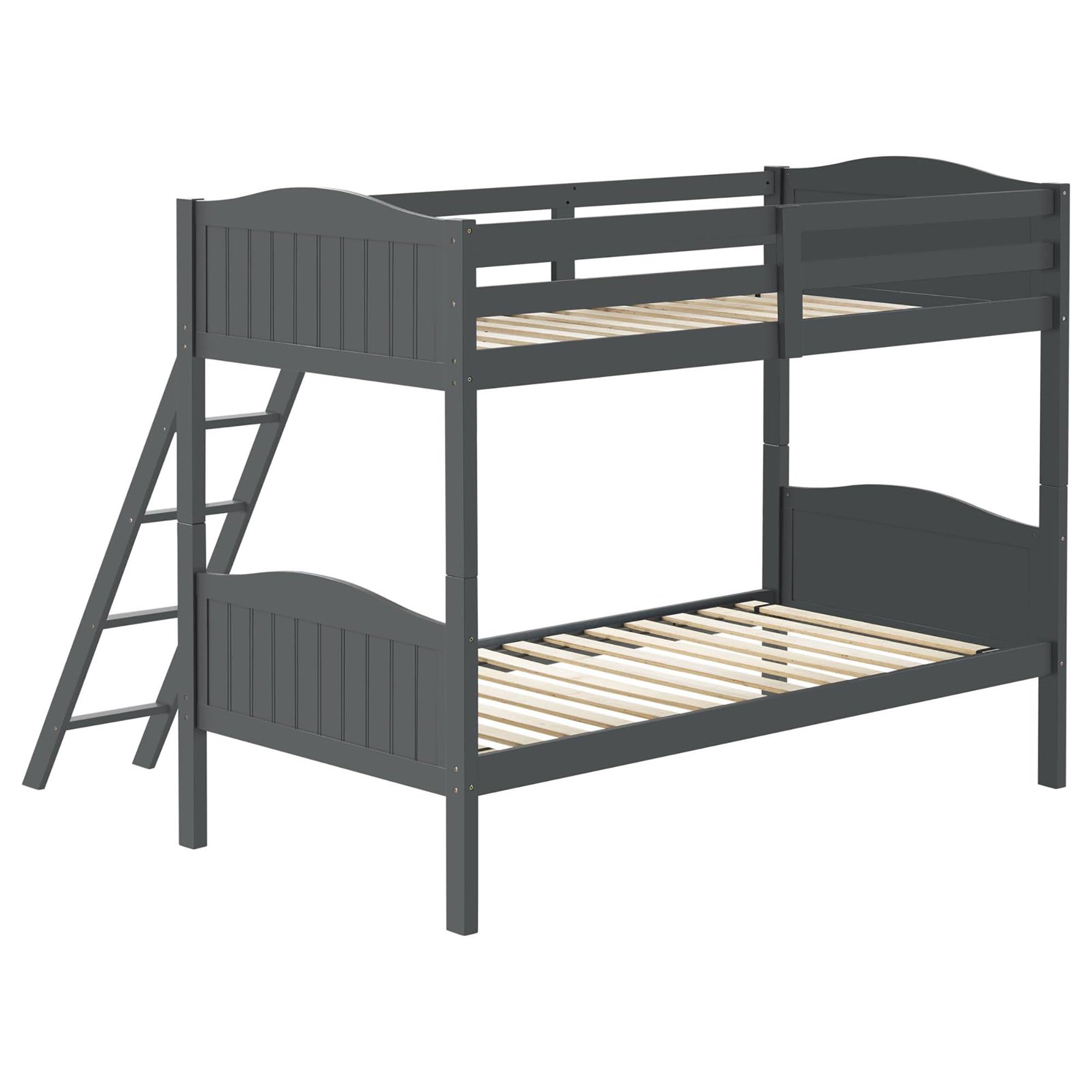 Grey Twin/Twin Bunk Bed with Arched Headboard