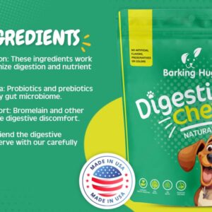 Barking Hugs Digestive Chews - Natural Probiotic & Prebiotic Enzyme Treats for Dogs - 6 Digestive Enzymes - Helps with Itching, Allergies, Gut Health, Digestion & Diarrhea