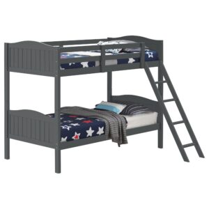 Grey Twin/Twin Bunk Bed with Arched Headboard