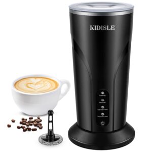 kidisle 4-in-1 milk frother and steamer, electric milk steamer with keep warm function, automatic warm and cold foam maker for coffee, latte, hot chocolate, cappuccinos, macchiato, black