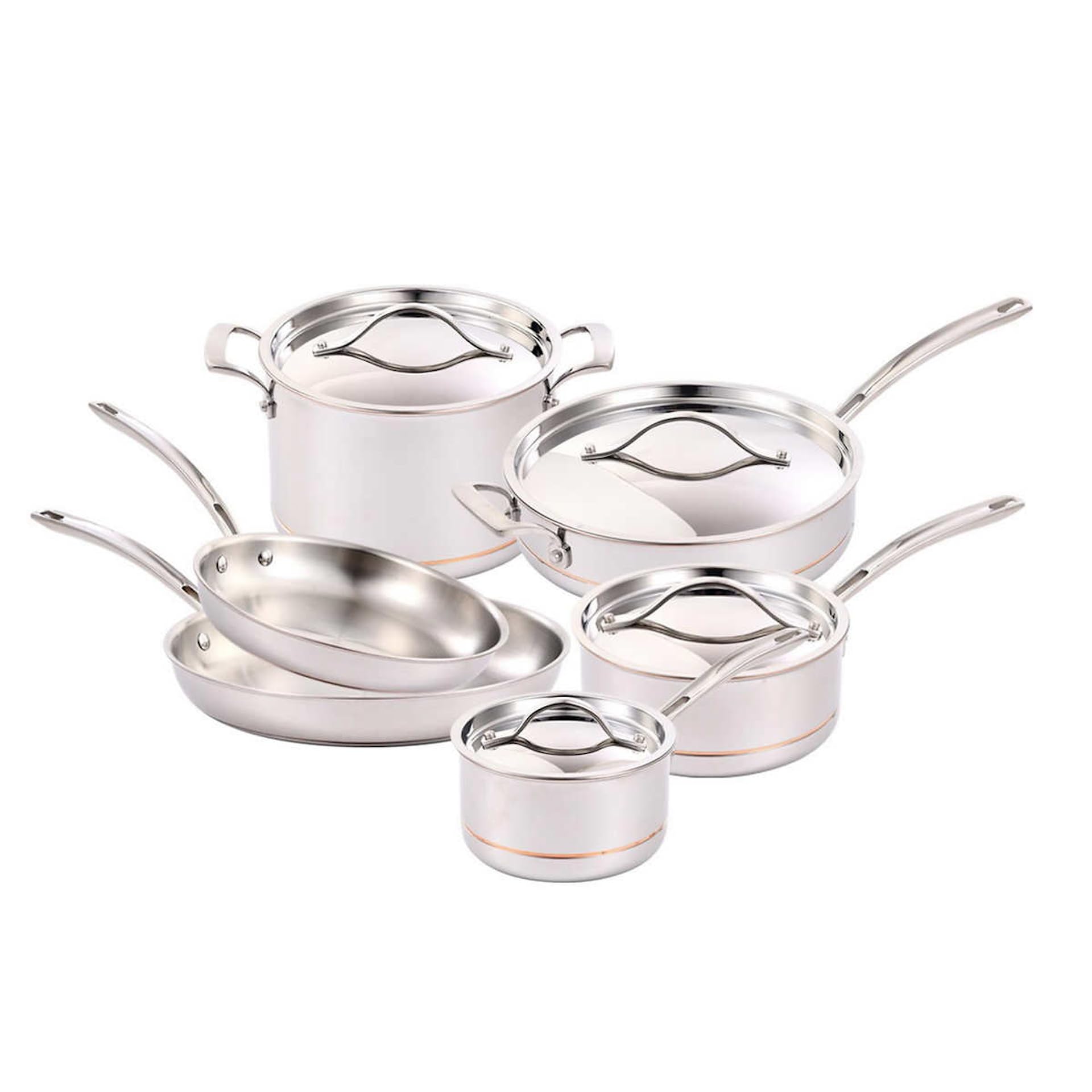 Generic Kirkland Signature 5-ply Clad Stainless Cookware Set, 10-piece, Variety Pack