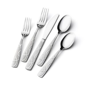 hikaa 20pcs silverware set service for 4,premium stainless steel cutlery set, mirror polished flatware sets,modern kitchen eating utensils set include spoons forks knives