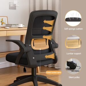 WXJHL Home Office Chair Ergonomic Desk Chair Breathable Mesh Chair High Back Desk Chair with Adjustable Height,Swivel Chair with Flip-Up Arms and Lumbar Support