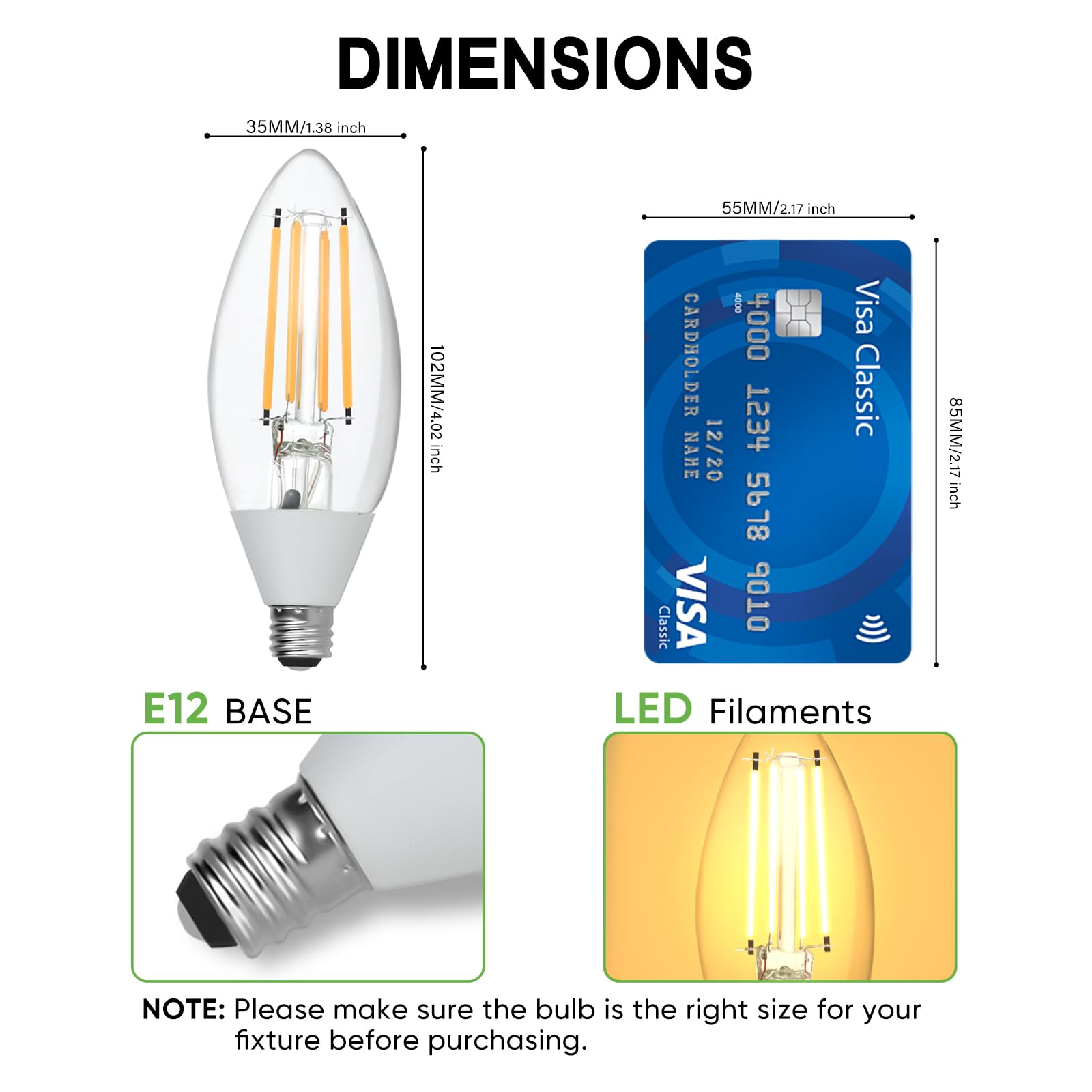 Eastiya Dusk to Dawn Outdoor LED Light Bulb, 5W Equivalent 40W, Candelabra B11 Light Bulb, 2700K Soft White, Edison LED Bulbs E12 Base, Lighting Sensor, Auto On/Off for Porch Patio Garage, 6 Pack