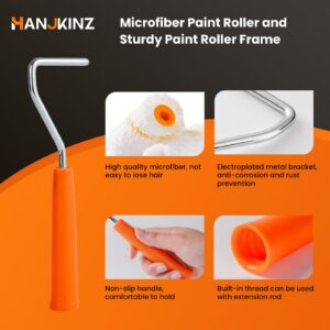 HANJKINZ Paint Roller kit, 2 Inch 15 Pack Small Paint Roller Kit with Microfiber Paint Roller Covers, Paint Tray, Paint Tray Liner, Mini Paint Roller for Painting Corners