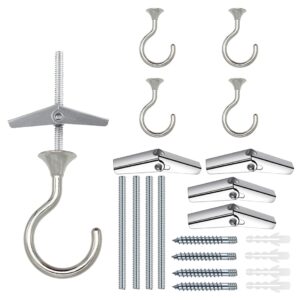 evsteluo large swag ceiling hooks heavy duty swag hook with hardware for hanging plants ceiling installation cavity wall fixing (4, silver)