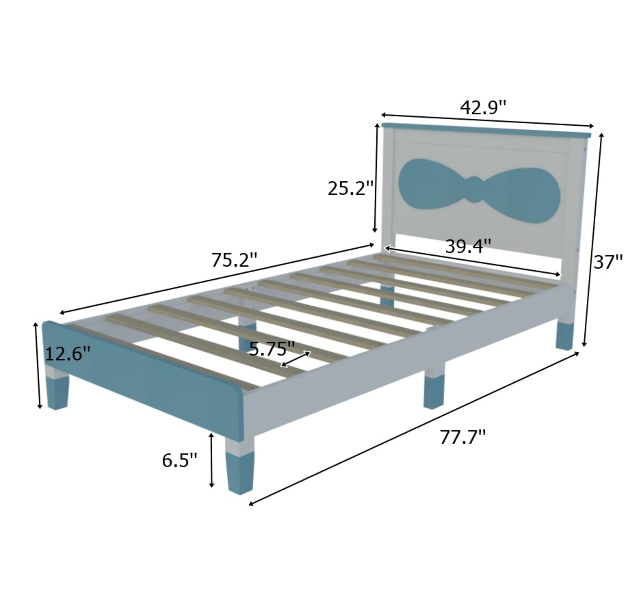 GOWE Twin Size Wooden Bow Bed