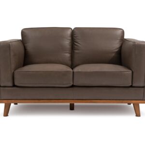 Valencia Artisan Full Leather Loveseat Sofa 66”| Pure Full Italian Nappa Leather Couch, Solid Wood Accent, Ultimate Comfort, Chocolate