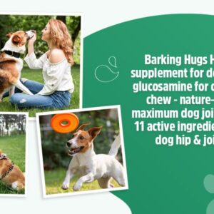 BARKING HUGS Hip and Joint Supplement for Dogs - 500 mg Glucosamine for Dogs per Soft chew - Nature-Based for Maximum Dog Joint Pain Relief - 11 Active Ingredients Support Dog Hip & Joint Care.