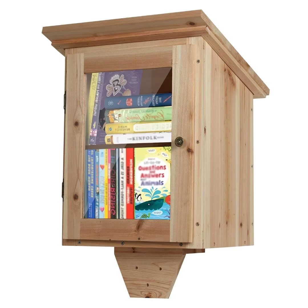 Ecoaterui Little Library Box Outdoor Free Library - Double Little Library Outdoor Box Storage with Shelf for Neighborhoods, Community, Schools Sharing Books, Literature, Flyers, Newspapers Art