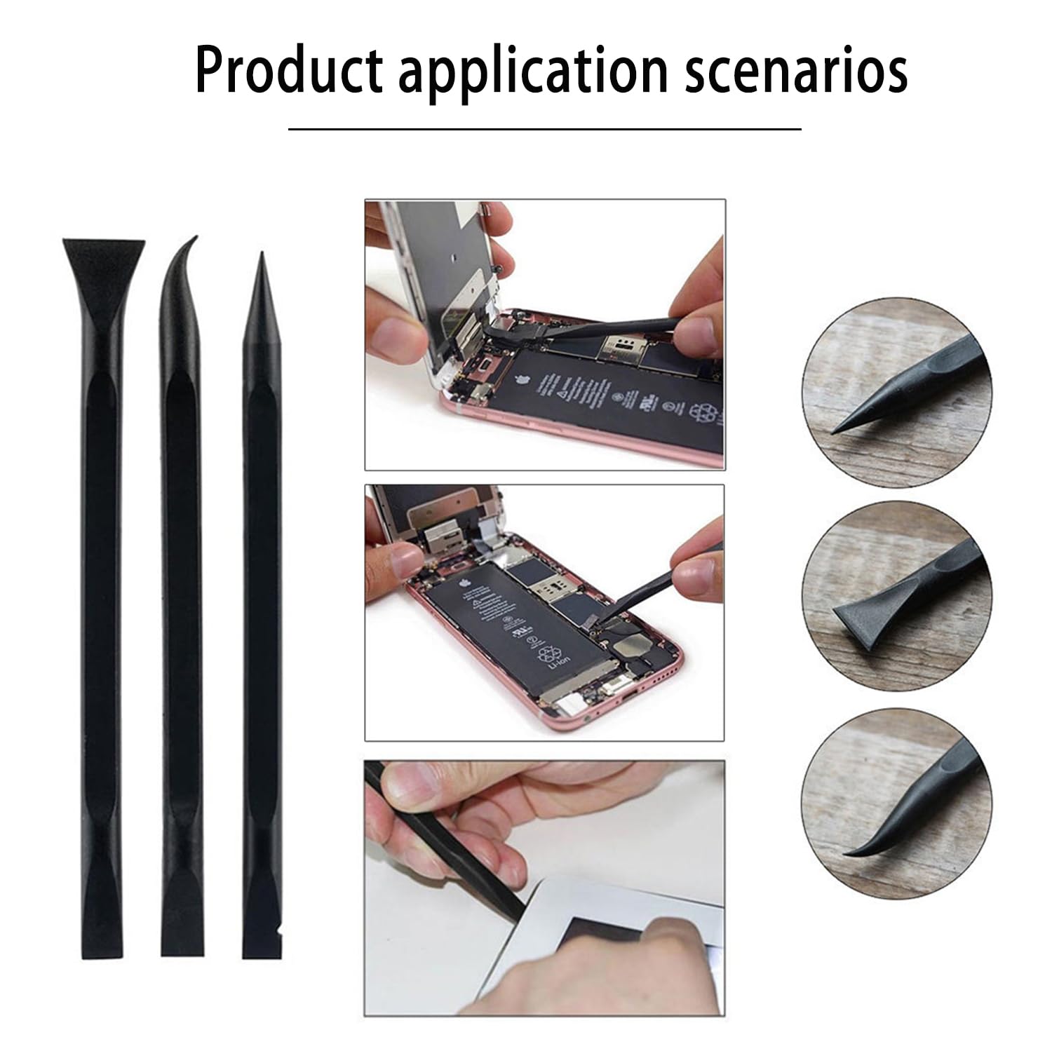 JianLing 3 Sets Black Small Plastic Multi Purpose Scraper Tool Wide Scraper Narrow Scraper Sharp Scraper No Scratch Cleaning Tool Remove Label Stickers Grease Paint Candle Wax Dirt