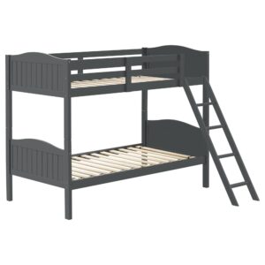 Grey Twin/Twin Bunk Bed with Arched Headboard