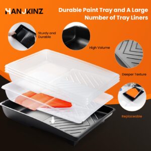 HANJKINZ Paint Roller Kit, 12 Pcs 6 Inch Small Paint Roller Kit with High-Density Foam Paint Roller, Paint Tray, Paint Tray Liner, Roller Frame, Mini Paint Roller for Painting Wall, Door, Cabinet