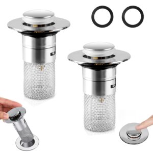 nawtor 2pcs sink drain strainer, shower strainer drain hair catcher floor drain filter stainless steel drainer filter used to prevent clogging of kitchen sinks