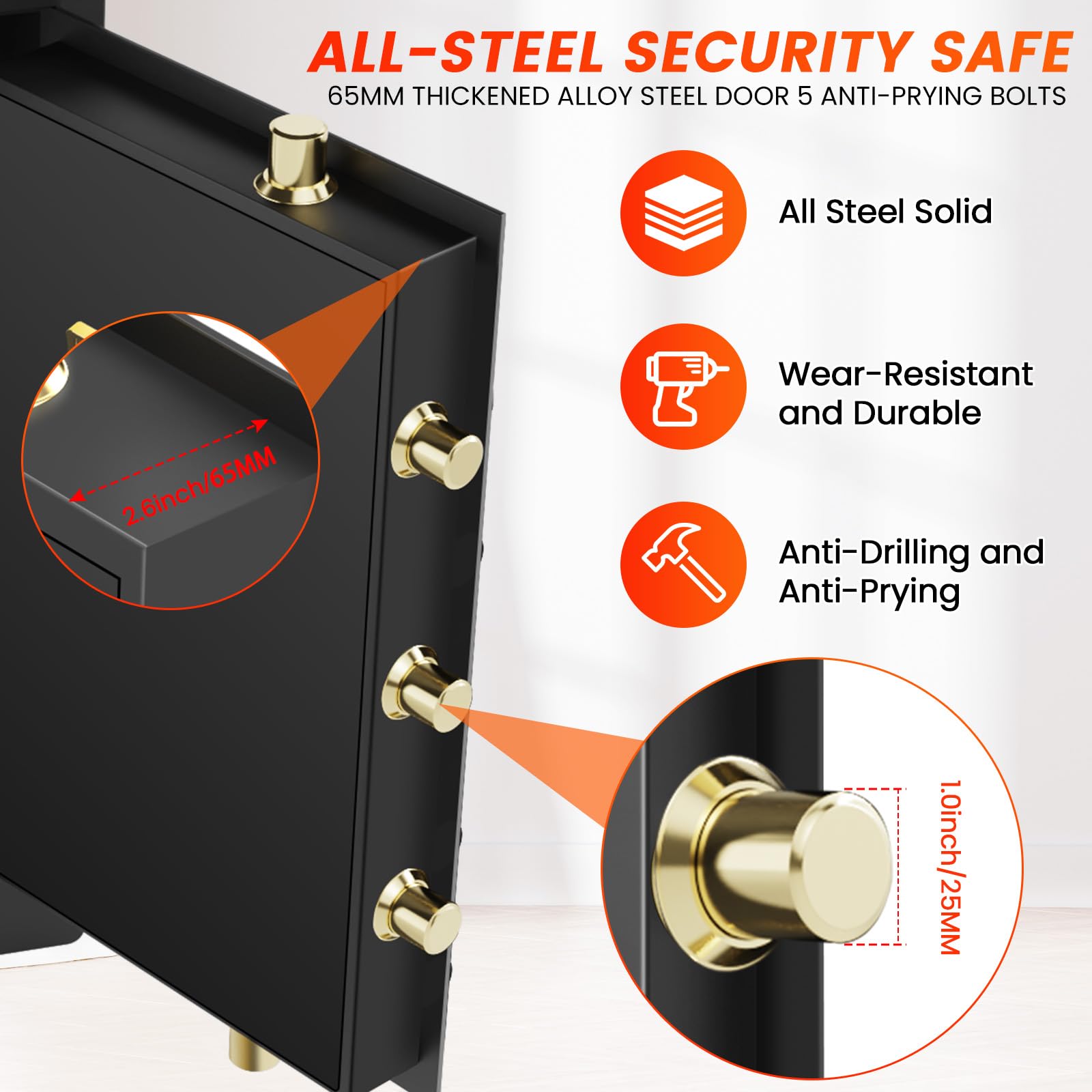 4.0 Cub Large Fireproof Safe for Home Use, Heavy Duty Home Safes Water and Fireproof with Fireproof Bag, Electronic Keypad Keys and Inner Cabinet, Anti-Theft Fire Proof Safe Box for Home Office