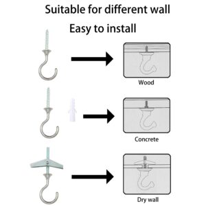 Evsteluo Large Swag Ceiling Hooks Heavy Duty Swag Hook with Hardware for Hanging Plants Ceiling Installation Cavity Wall Fixing (4, Silver)