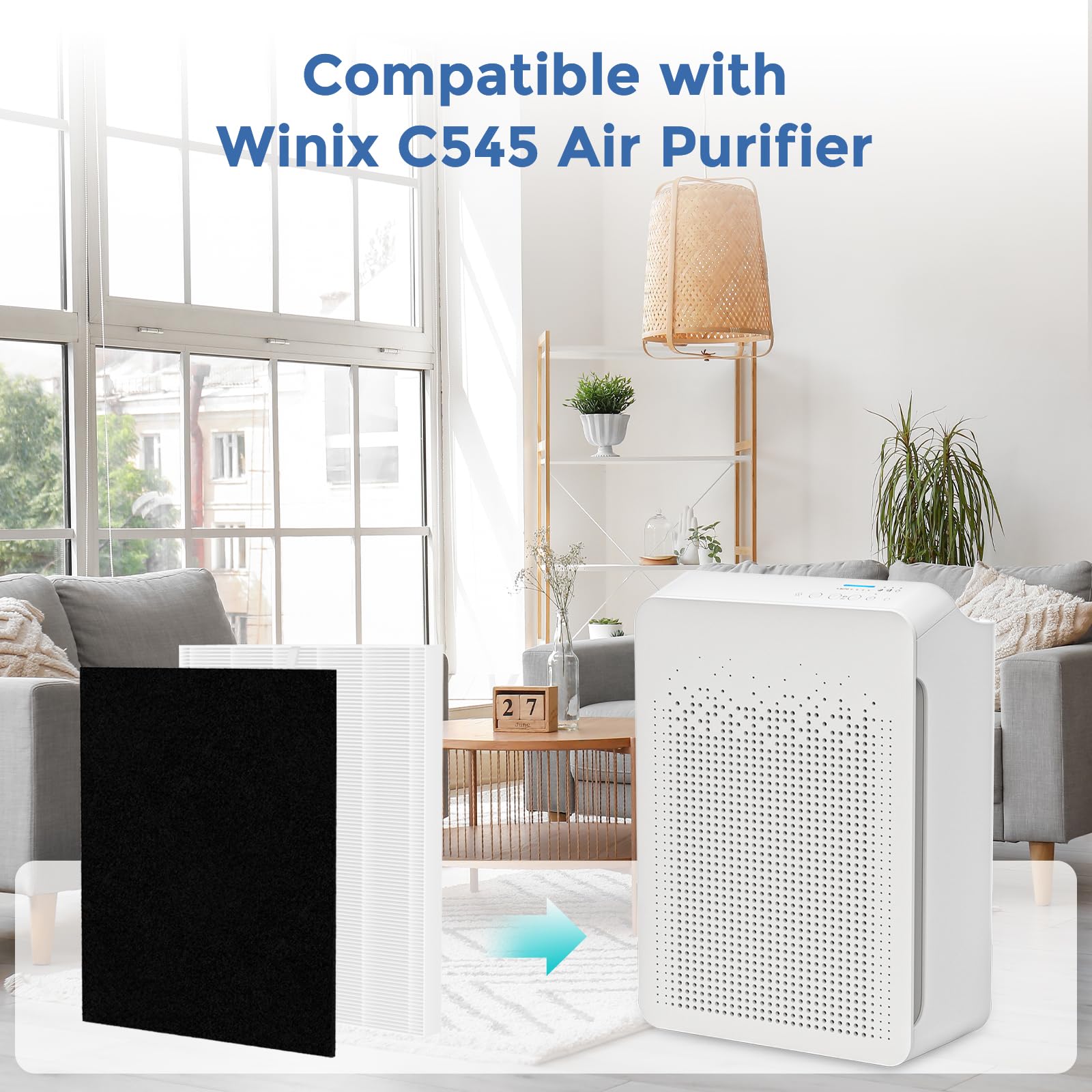 Fil-fresh C545 Replacement Filter S, Compatible with Winix C545 Air Purifier, Includes 2 True HEPA Filter and 8 Activated Carbon Filters, Replaces Part 1712-0096-00