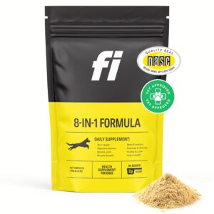 fi 8-in-1 dog health supplement - daily formula supporting essential health functions - hip and joints, digestion, skin, and activity - 19 active ingredients (glucosamine) + 90 servings