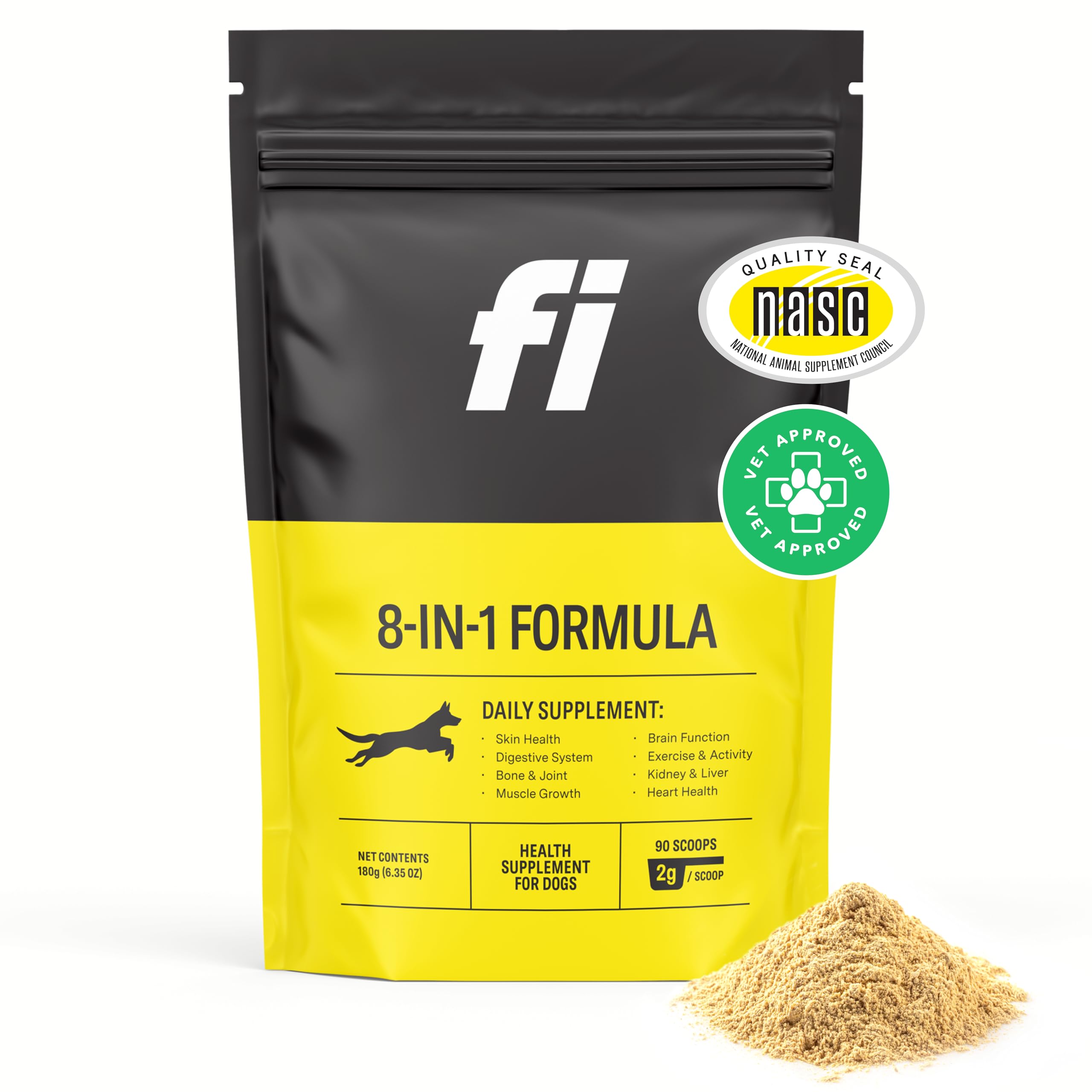 Fi 8-in-1 Dog Health Supplement - Daily Formula Supporting Essential Health Functions - Hip and Joints, Digestion, Skin, and Activity - 19 Active Ingredients (Glucosamine) + 90 Servings