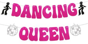 dancing queen banner - mamma mia bachelorette party decorations, you're the dancing queen bunting banner, disco dancing themed bachelorette bridal shower party decorations hot pink