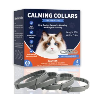 didakay 4 pack calming collar for cats, cat calming pheromones indoor and outdoor activities, natural scent adjustable fit kittens to large cats relieve stress calming products