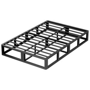 vipshow 10 inch king metal bed frame round corner low platform bed frames 3500 lbs heavy duty steel slats support mattress foundation no box spring needed, noise free, easy assembly, black