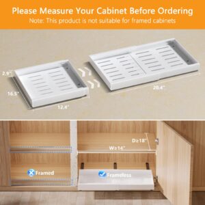 2 Packs Pull Out Cabinet Organizer, Expandable(12.4"-20.4") Drawer Organizer, Pull out Drawers Fixed with Adhesive Nano Film, Slide out Cabinet Organizer Drawer Storage for Kitchen, Pantry, Bathroom