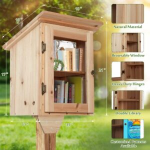 Ecoaterui Little Library Box Outdoor Free Library - Double Little Library Outdoor Box Storage with Shelf for Neighborhoods, Community, Schools Sharing Books, Literature, Flyers, Newspapers Art