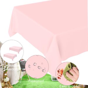 JCTHKUKU 4 Pack Light Pink Tablecloth Disposable Baby Pink Table Covers 54" x 108" Pink Pastel Table Cloths for Parties Bridal Shower Engagement Wedding Birthday BBQ Picnic Indoors & Outdoors Party