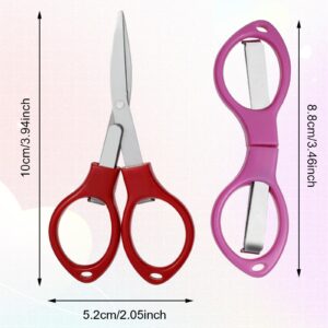 Abeillo 4Pcs Folding Scissors, Portable Mini Travel Scissors Small Safety Foldable Scissors Stainless Steel Telescopic Cutter for Crafting, Retractable Cutter for Home, Paper Cutting, School, Campin