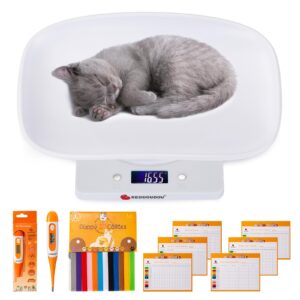 digital pet scale | newborn pet weighing | inclue 15 color newborn puppy collars | 6 record keeping charts | fast digital pet thermometer (pet-s01)