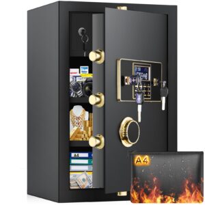 4.0 cub large fireproof safe for home use, heavy duty home safes water and fireproof with fireproof bag, electronic keypad keys and inner cabinet, anti-theft fire proof safe box for home office