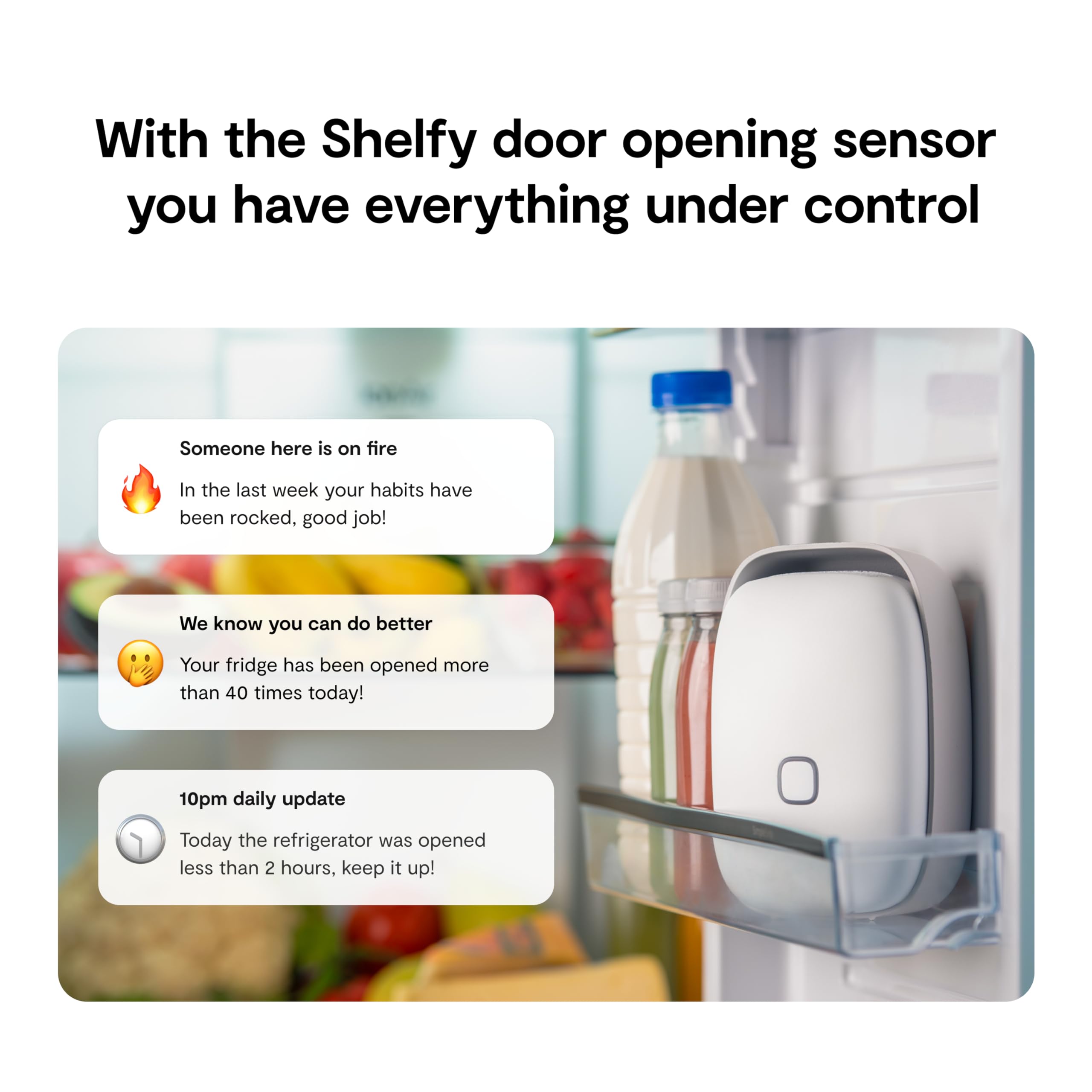 Vitesy Shelfy Smart Refrigerator Device | Extends Food Freshness and Reduces Food Waste | Removes Bad Odors | IoT Technology | Photocatalytic and Washable Filter | USB-C Charging