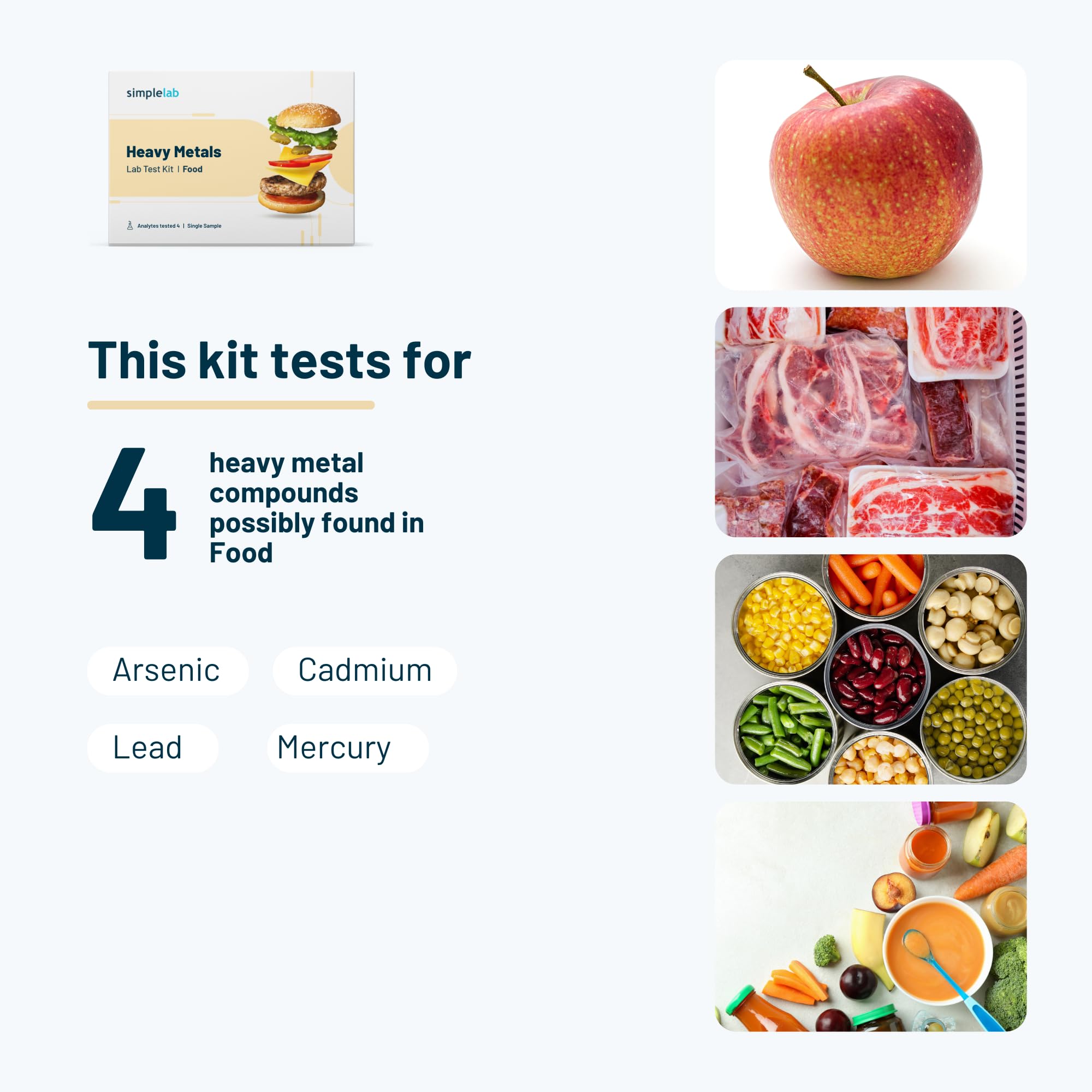 Heavy Metals in Food Test by SimpleLab | Lab Analysis for Arsenic, Cadmium, Lead & Mercury in Food | at-Home Lab Test for Heavy Metals in Food