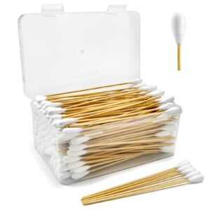 200 pcs large cotton swabs in storage box - dog ear cleaning swabs, 6 inch dog ear swab with bamboo handle - big cotton swabs soft and thick, extra large cotton swabs specially designed for pet care