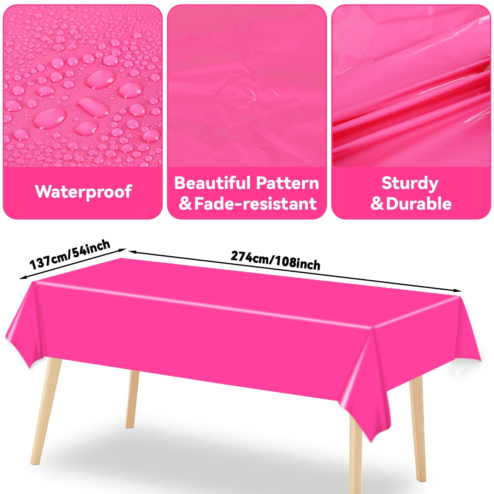 Hot Pink Party Supplies Hot Pink Plates and Napkins for Hot Pink Party Decorations Hot Pink Disposable Table Cover Hot Pink Tableware for Bridal Wedding Birthday Party Baby Shower Serve 20