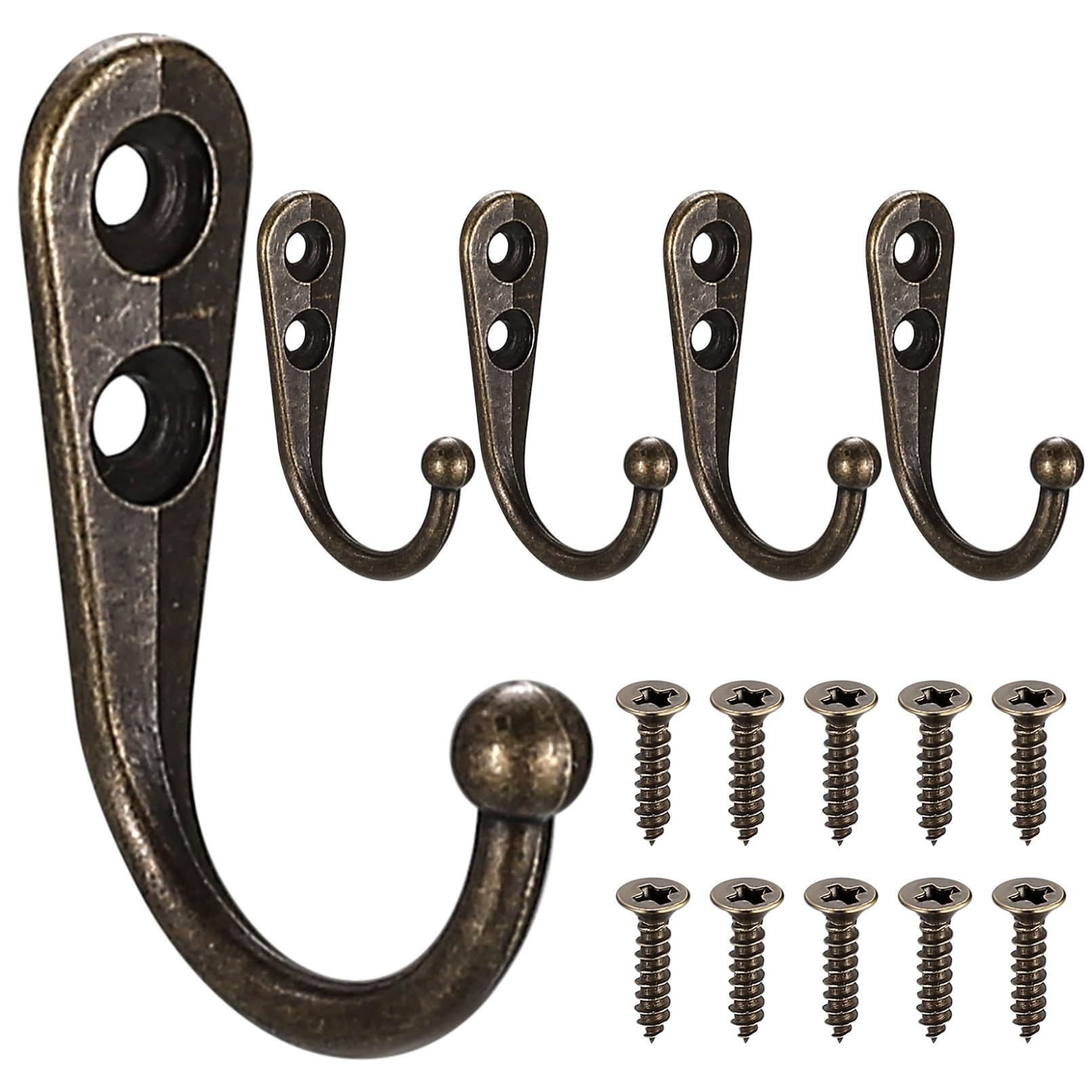 YOUYIDUN 5 Pcs Vintage Coat Hooks Wall Mounted, Heavy Duty Metal Robe Hooks, Black Retro Wall Mounted Clothes Utility Hooks with Screws for Hanging Robe Towels Bags Hats Scarf Key Clothes Coat Hooks