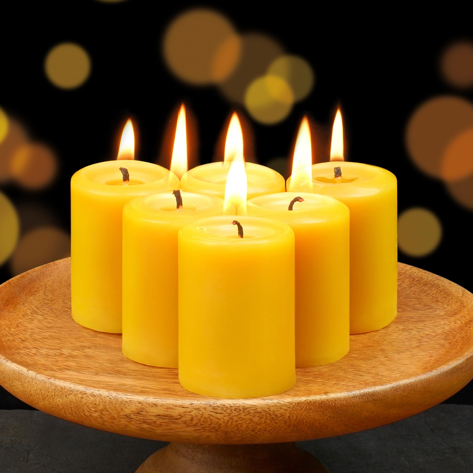 GINITIRI Natural Beeswax Votive Candles,11-12 Hours Unscented Votive Candles Bulk,6 Pack Votive Candles for Prayers,100% Pure Beeswax Candles Small Beeswax Candles for Spa Relax