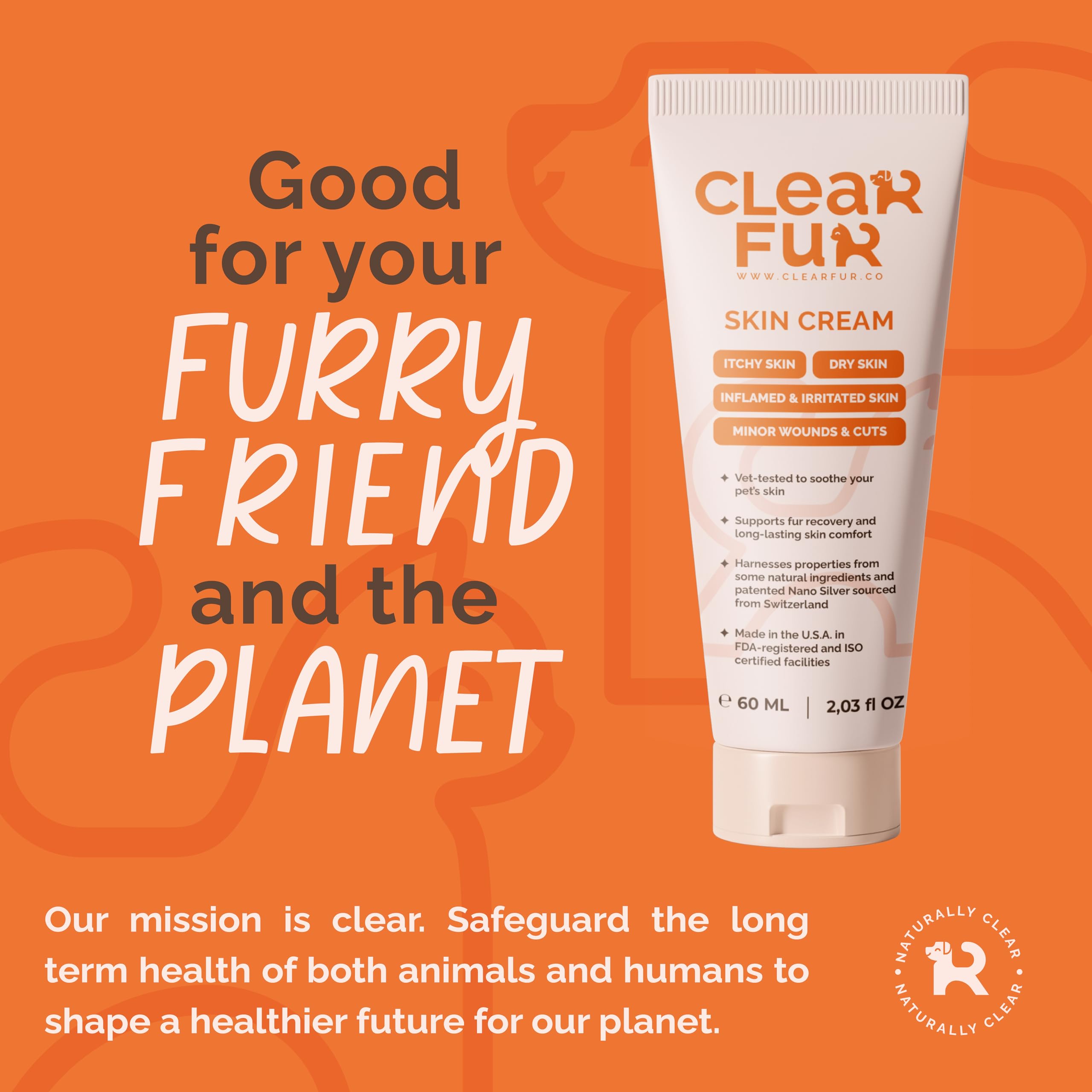 ClearFur Hot Spot Treatment for Dogs & Cats | Dog Itching Skin Relief | Colloidal Silver Cream | Anti Itch for Dogs | Fast Relief | Made in The USA | Vet Recommended | Natural & Non-Toxic | 2 oz